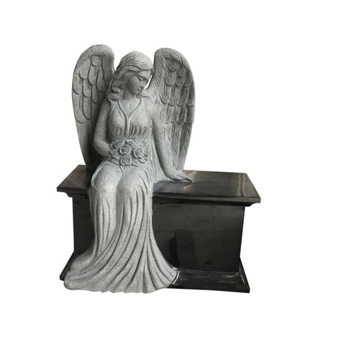 Angel Memorial Granite Monument In Absolute Black Stone China Professional Tombstone