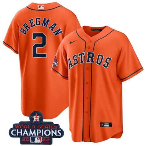 Houston Astros 2 Alex Bregman Orange 2022 World Series Champions Home