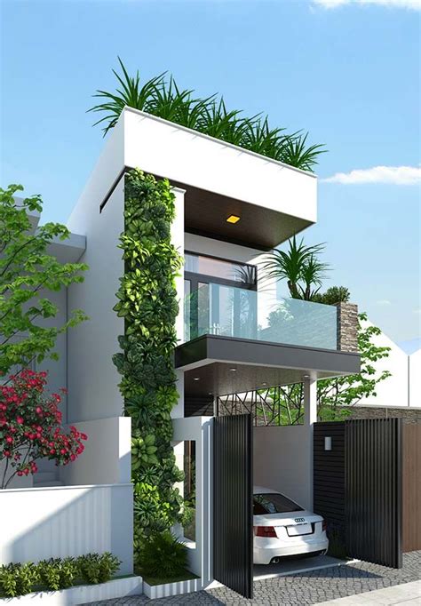 Teto Verde Completa A Proposta Do Jardim Vertical Da Fachada Narrow House Designs Modern Small