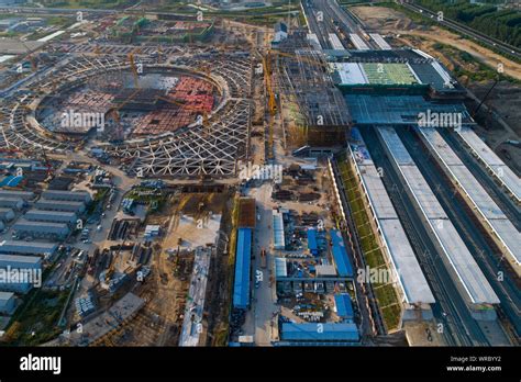 An Aerial View Of The Huai An East Railway Station Under Construction