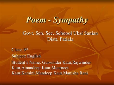 Ppt Poem Sympathy Powerpoint Presentation Free Download Id 4732976