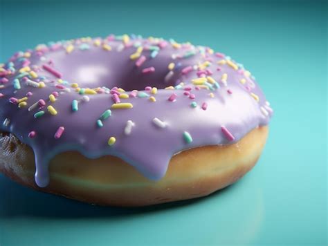 Premium Photo | A purple donut with sprinkles on it