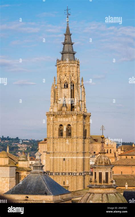 Kathedrale Von Toledo Blick Auf Den Barocken Turm Der Kathedrale Von