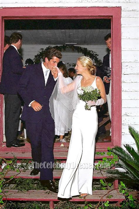 Carolyn Bessette-Kennedy Wedding Dress Ivory Slip Cowl Neckline Evening ...