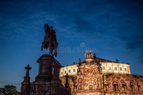 Dresden Semper Opera House Illuminated With A Beamer Editorial Photo