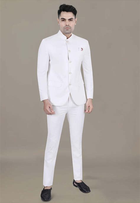 Buy Solid Color Terry Rayon Jodhpuri Suit In Off White Online Mhg