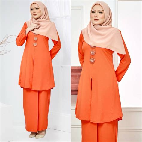 Raya Size Xs Xl Tema Sedondon Oren Bata Brick Orange Kurung