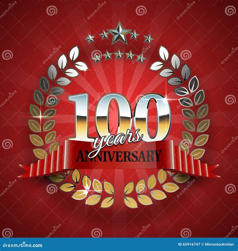 Celebrative Golden Badge For 100th Anniversary Stock Vector