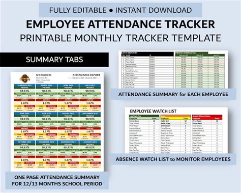 Employee Attendance Tracker Daily Attendance Record Start From Any