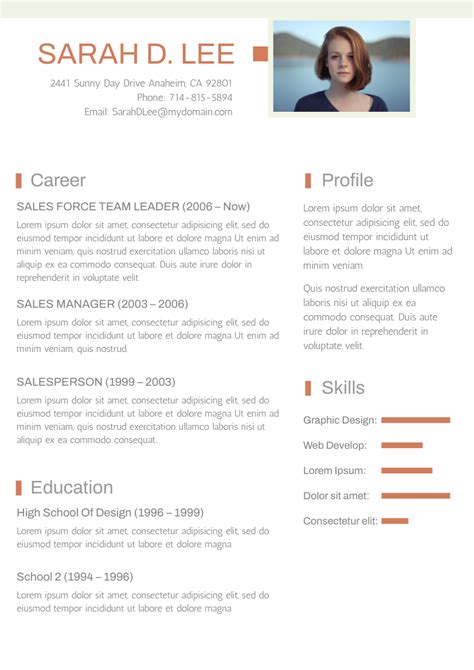 Light Green And Orange Theme Resume Resume Template