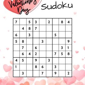 EASY Valentine S Day Sudoku Puzzle W Answer Key Printable Valentine S