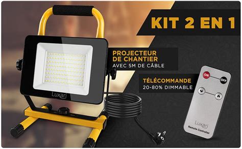 Luxari Projecteur De Chantier Led W Lm Lampe De Chantier