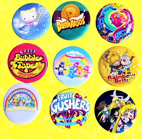 90s 80s Style Pinback Buttons Party Favors 90s Pins 80s Party