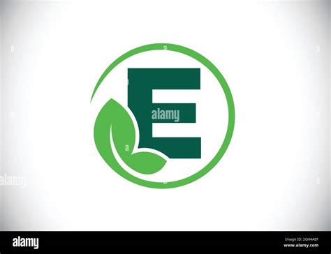 Initial E Monogram Alphabet With Leaf Eco Friendly Logo Concept Font