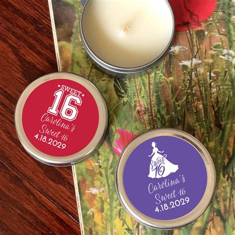 12 Pcs Sweet Sixteen Personalized Candle Tins Personalized Etsy