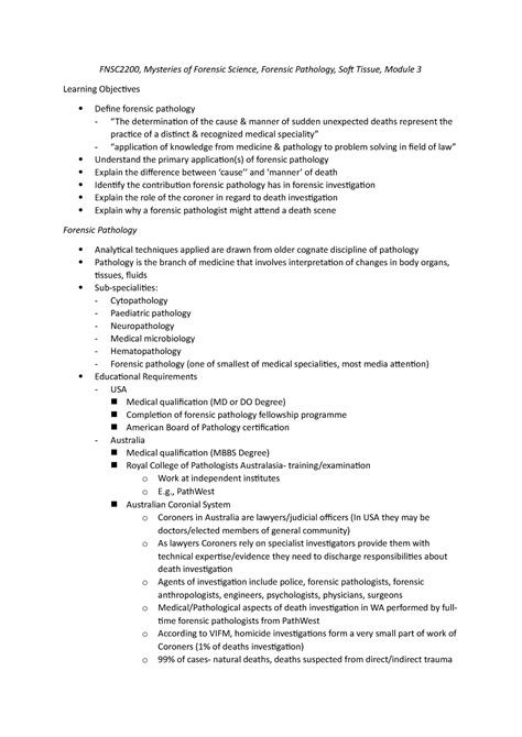 Forensic Pathology Lecture Notes 8 Fnsc2200 Mysteries Of Forensic