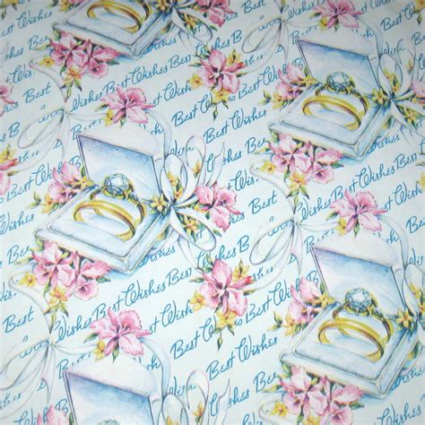 Vintage Wedding Wrapping Paper Or T Wrap With Wedding Rings In Box