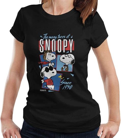 Peanuts The Many Faces Of Snoopy Womens T Shirt Uk Clothing