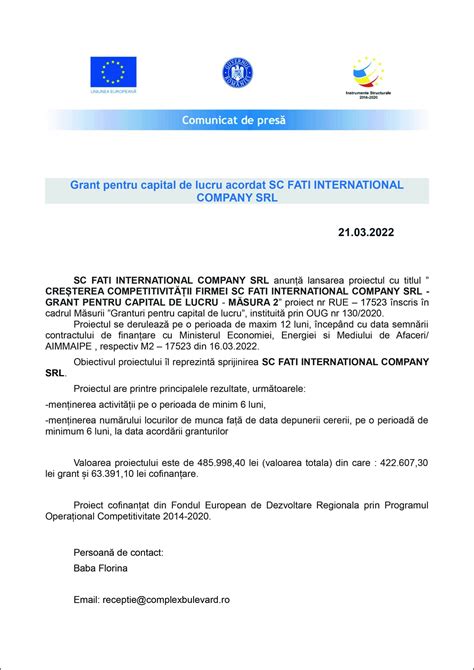 Comunicat De Presa Sc Fati International Company Srl Ziarul National