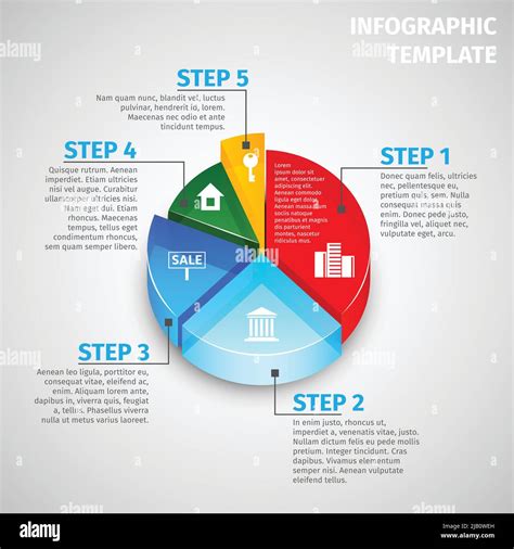 Colored Abstract 3d Pie Chart Real Estate Infographic Template Vector