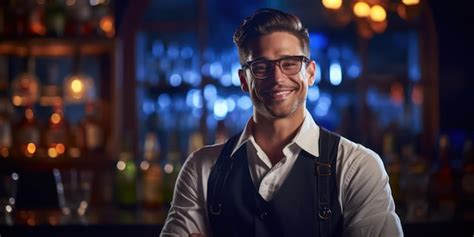 Premium AI Image | Male bartenders wear bright smiles and exude ...