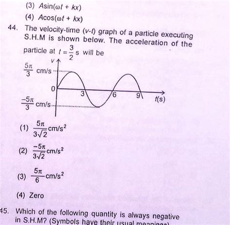 3 Asin Wt Kx 4 Acos Wt Kx 44 The Velocity Time V 1 Graph