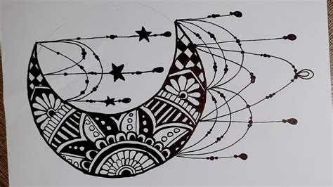 Moon Mandala Art How To Draw Half Moon Mandala Art Doodle Art For