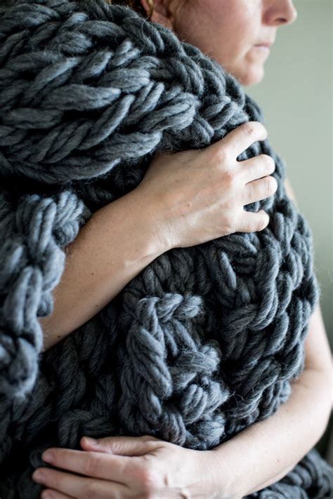 Chunky Knit Throw Blanket Pattern Arm Knitting Etsy España