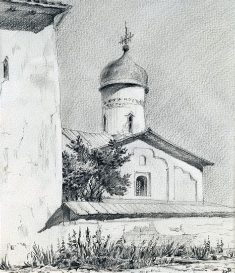 Рисунки на пленэр карандашом - 80 фото