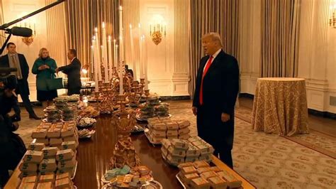 President Donald Trump Serves Up Burgers And Fries For National