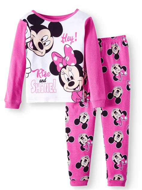 Minnie Mouse Cotton Tight Fit Pajamas 2 Piece Set Toddler Girls