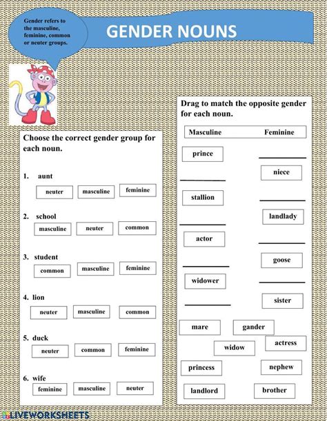 76839 Gender Nouns Angieb Liveworksheets