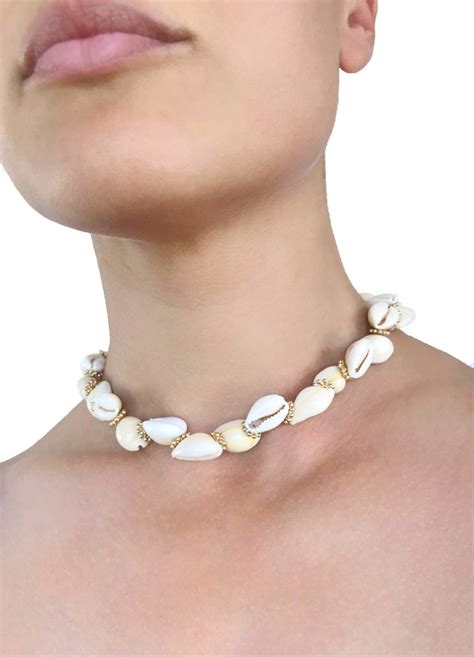 Shell Necklace Shell Choker Seashell Necklace Cowrie Shell Etsy