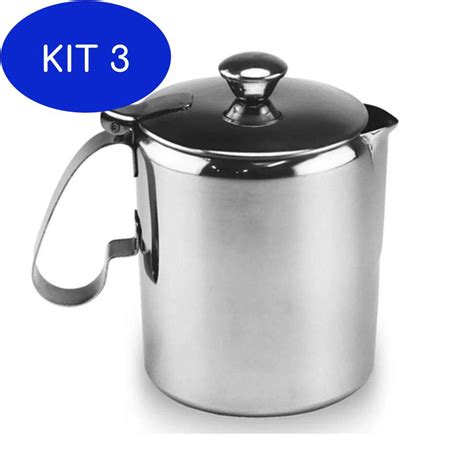 Kit 3 Bule Para Leite Aço Inox 750Ml Submarino