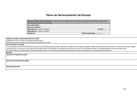 Modelo De Estrutura Do Plano De Gerencia Pdf