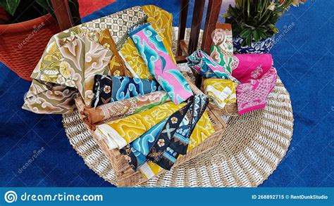 Various Colorful Batik Fabrics Are The Center Of The Indonesian