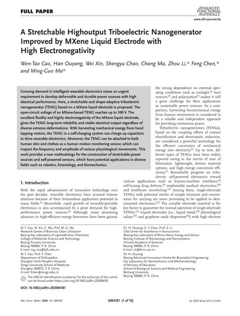 A Stretchable Highoutput Triboelectric Nanogenerator Improved By Mxene