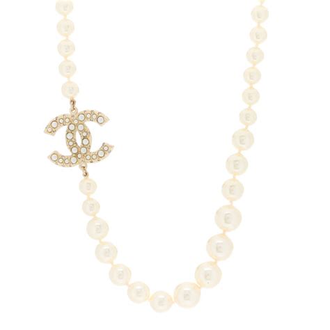 CHANEL Pearl CC 100th Anniversary Necklace Light Gold 1165835