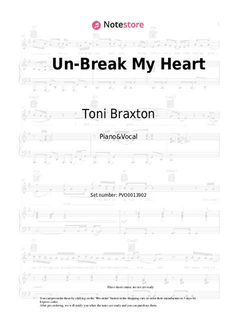 Un Break My Heart Piano Sheet Music And Voice Toni Braxton In Note