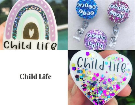 Child Life Badge Reel Glitter Badge Reel Custom Badge Reel Etsy