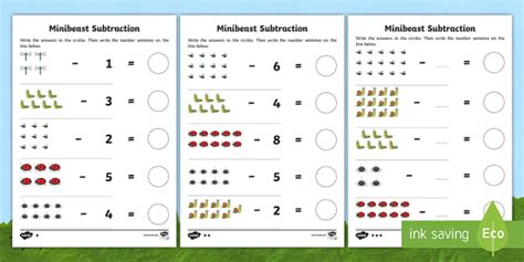 Minibeast Themed Subtraction Worksheet Worksheets Twinkl