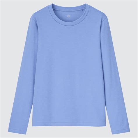 Smooth Stretch Cotton Crew Neck Long Sleeve T Shirt Uniqlo Us