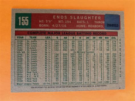 Topps Team Leaders Enos Slaughter Auto Baseball Card Yankees Pf