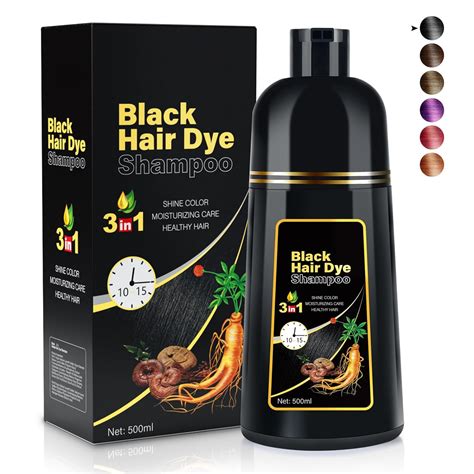 Black Hair Dye Shampoo 3 In 1 Champu Para Canas For Gray Hair Coverage Natural