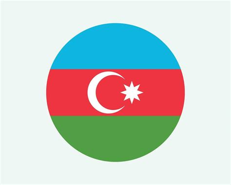 Azerbaijan Round Country Flag. Circular Azerbaijani Azeri National Flag ...