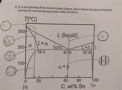 Solved In The Following Pb Sn Eutectic Phase Diagram Please Chegg