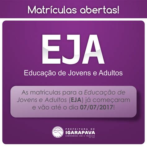 Matrículas Abertas Eja Educação De Jovens E Adultos Prefeitura De Igarapava