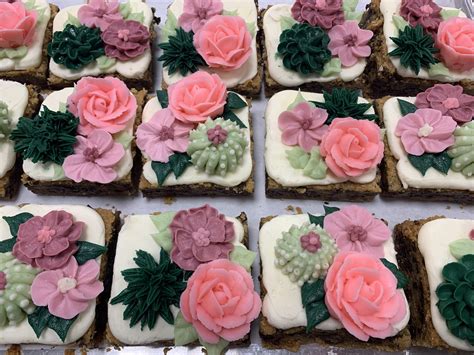 Succulent And Floral Cookie Cake Squares Hayley Cakes And Cookies