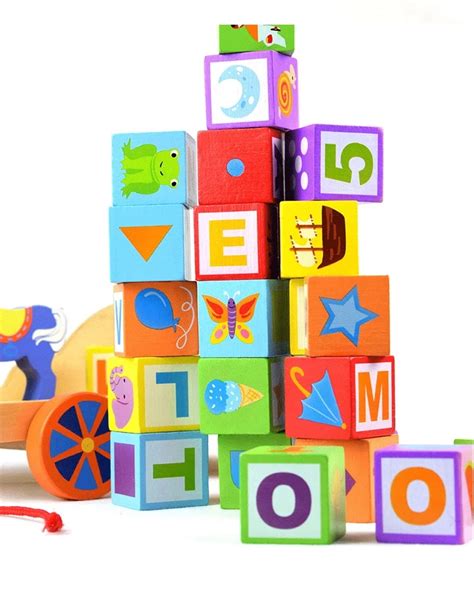 Wooden Educational Building Arabic Alphabet Blocks Bolcks Carriage Toy