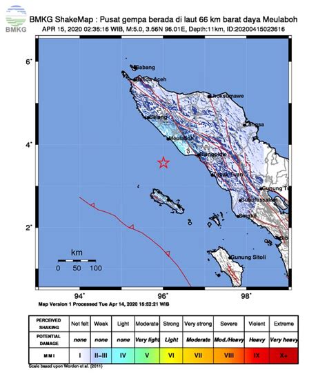 Gempabumi Tektonik M 5 0 Dirasakan Di Banda Aceh Tidak Berpotensi